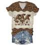 Women's V-Neck Leopard Print Gnome Top